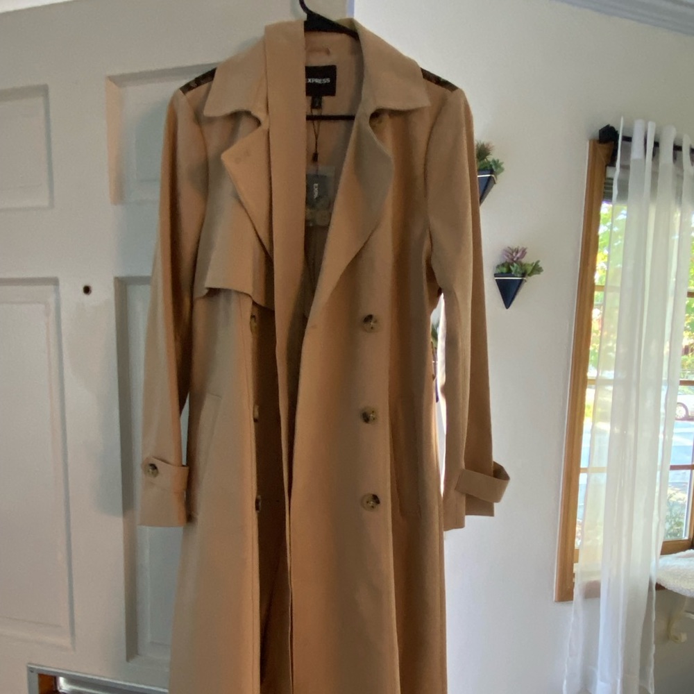 Express Trench Coat with Lace Back
